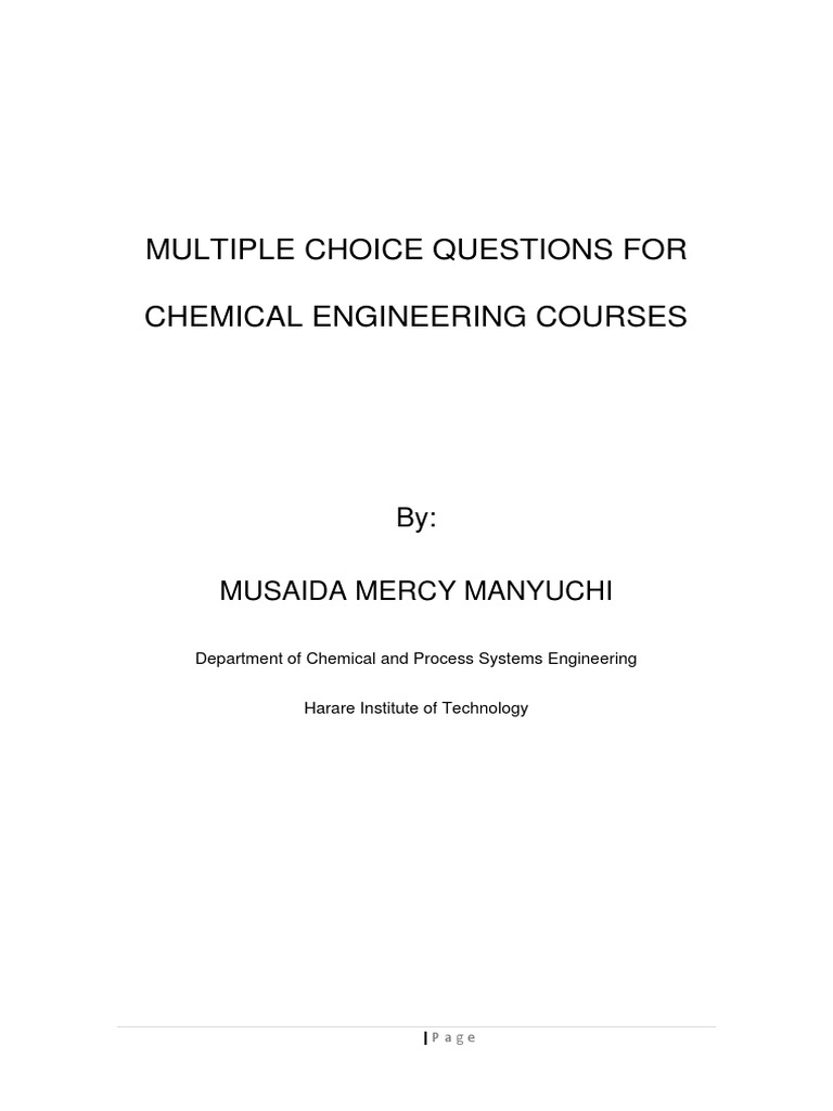 Chemical Engineering MCQs Review | PDF | Diffusion | Experiment