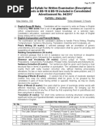 Schemes and Syllabi For Written Examination (Descriptive) For All Posts in BS-18 & BS-19 Included in Consolidated Advertisement No. 04/2017