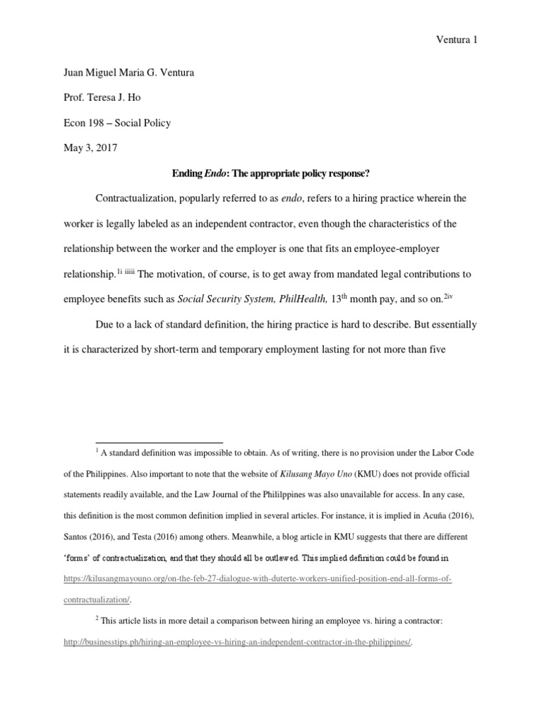 An Analysis of Endo Contractualization in the Philippines Market