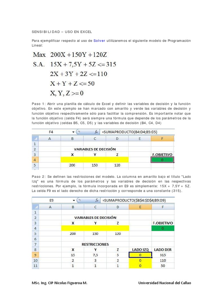 Tutorial Solver Excel PDF | PDF | Hoja de cálculo | Microsoft Excel