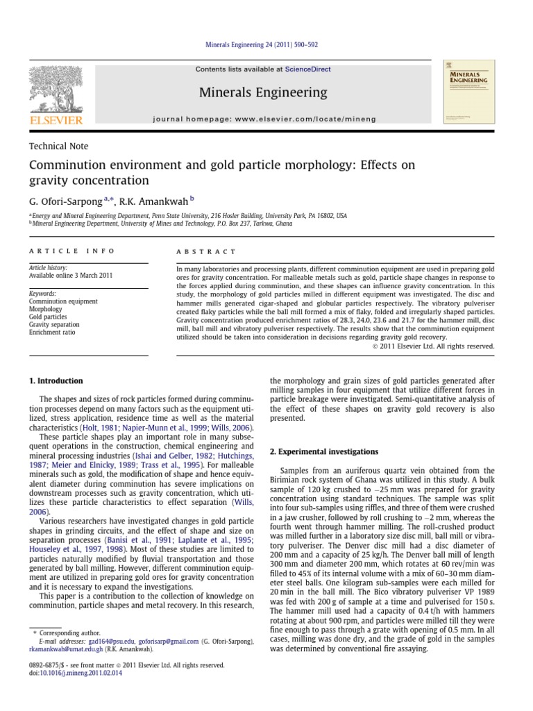 Gold Particle Morphology & Gravity Concentration | PDF | Mill (Grinding ...