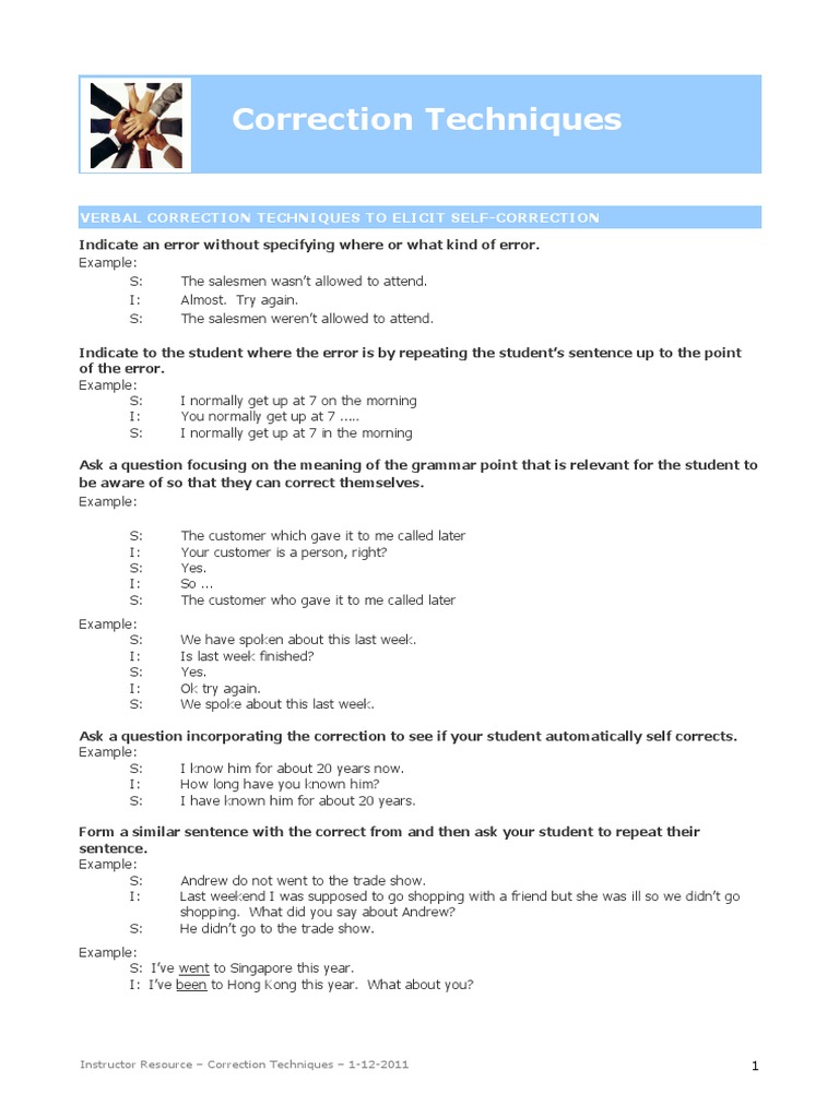 Effective Verbal Correction Techniques | PDF | Cognitive Science ...