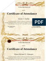 Certificate of Attendance: Central Colleges of The Philippines