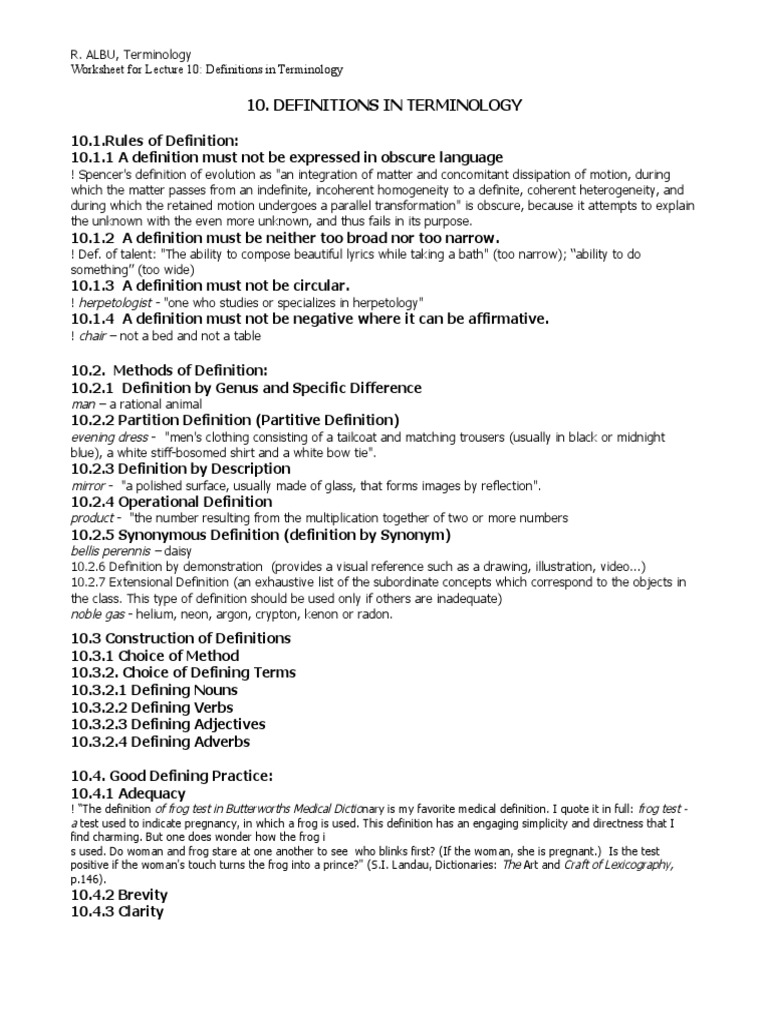 Key Rules and Methods of Definition | PDF | Definition | Tide
