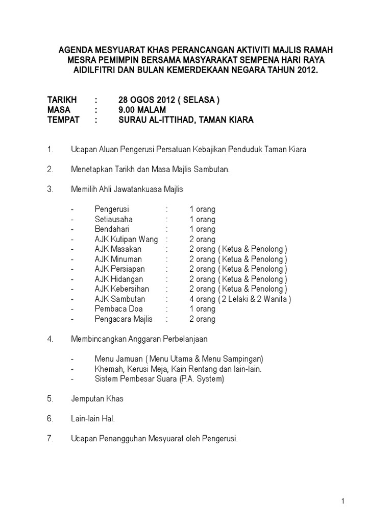 Aktiviti Majlis Hari Raya