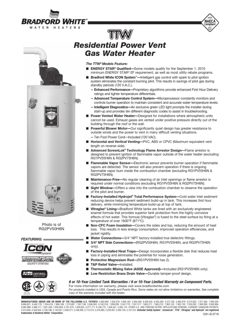 Bradford White Hot Water Tank Cut Sheet Water Heating Home Appliance
