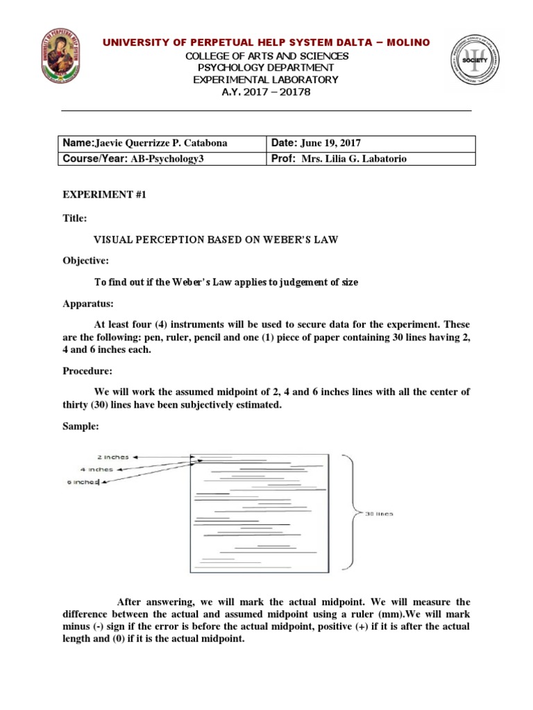 Weber's Law in Visual Perception Experiment | PDF | Experiment ...