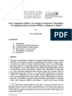 O. Andriychuk Does Competition Matter? An Attempt of Analytical Unbundling' of Competition From Consumer Welfare: A Response To Miąsik