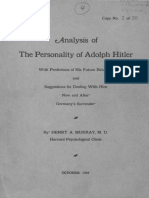 Analysis of The Personality of Adolph Hitler Part I