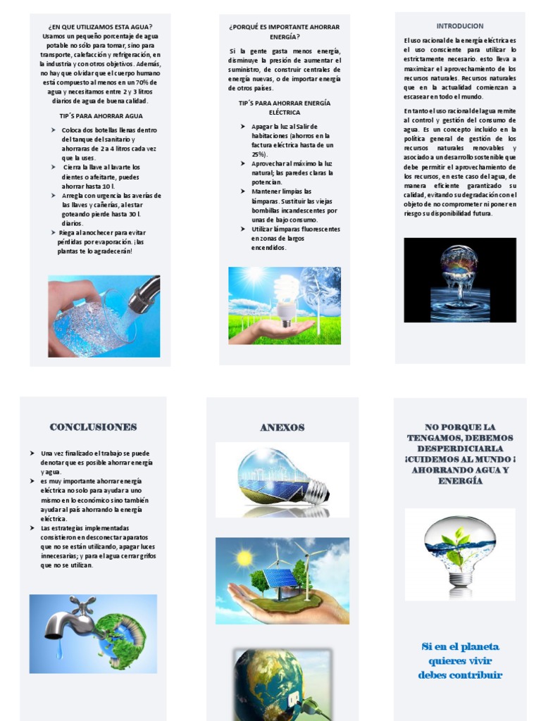 Tríptico sobre Ahorro de Energía y Agua | PDF | Lámpara compacta ...