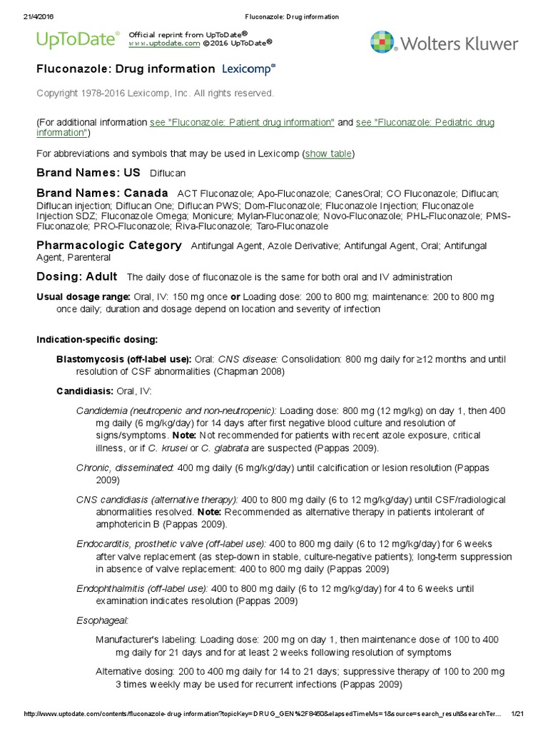 Fluconazole_ Drug Information Dose (Biochemistry) Hematopoietic