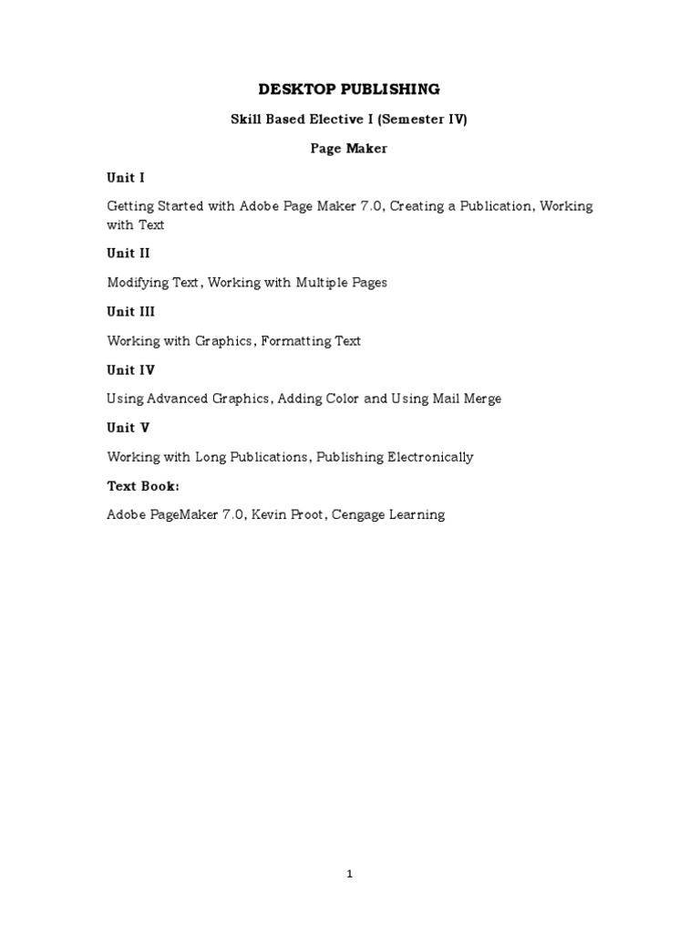 Desktop Publishing Course Syllabus | PDF