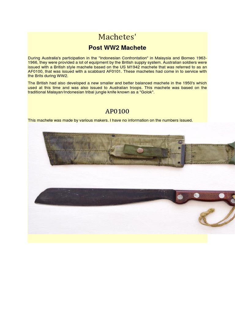 Australian Machetes Post War PDF Malaysia International Security