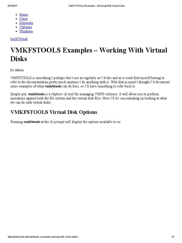 VMKFSTOOLS: Virtual Disk Management Guide | PDF | File System | V Mware