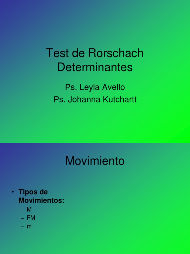 Test De Rorschach Determinantes Movimiento Y Color Pdf Color