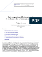 La Transposition Didactique À Partir de Pratiques. Des Savoirs Aux Compétences