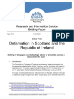 Defamation in Scotland and The Republic of Ireland: Research and Information Service Briefing Paper