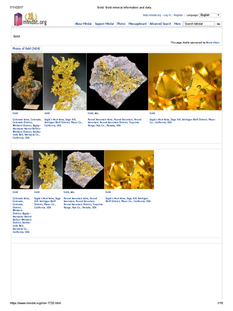 Gold Gold Mineral Information and Data PDF Metals Gold
