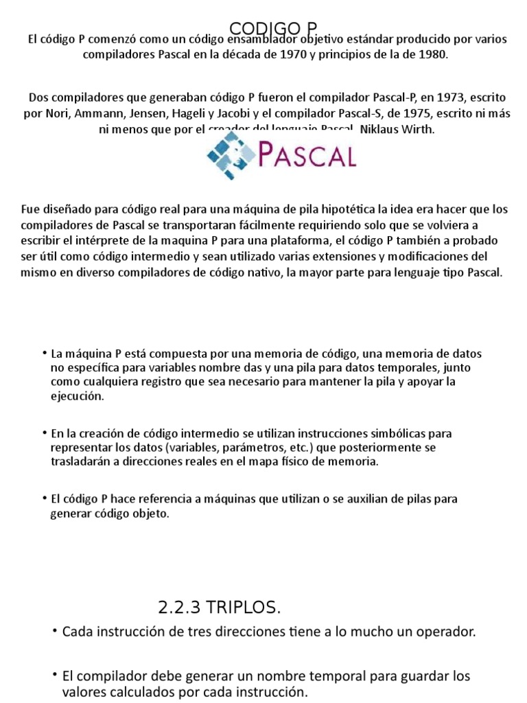 Introducción al Código P y su Estructura | PDF | Compilador | Lenguaje ...