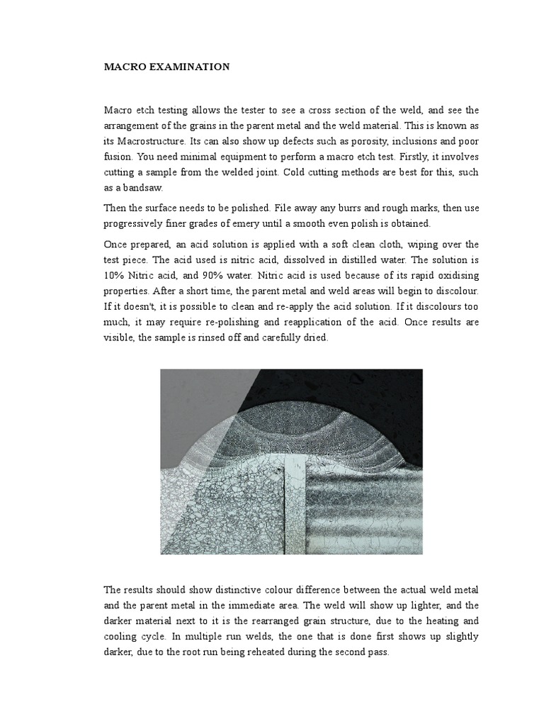 Macro Examination and Etching Process | PDF | Microstructure | Industries