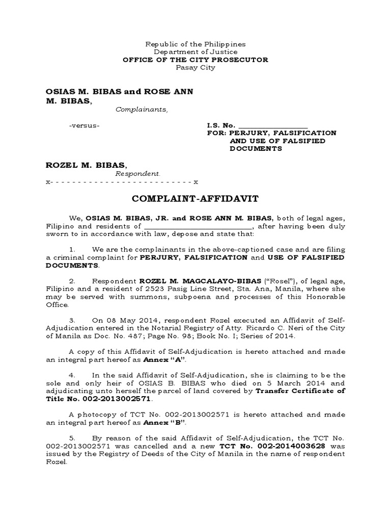 Perjury and Falsification Complaint | PDF | Perjury | Justice