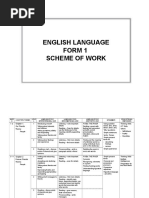 English Language Form 1 Scheme of Work