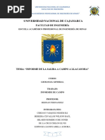 INFORME DE SALIDA A CAMPO A LLACANORA CAJAMARCA ING. DE MINAS