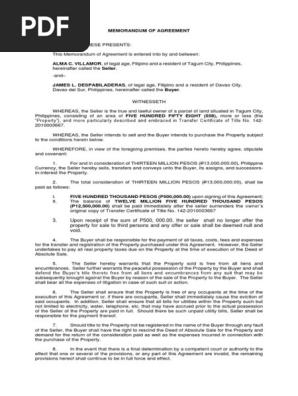 Memorandum of Agreement Villamor