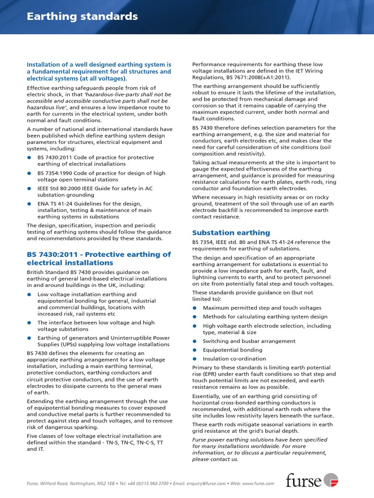 Earthing - Standards bs7430 PDF | PDF | Electrical Substation ...
