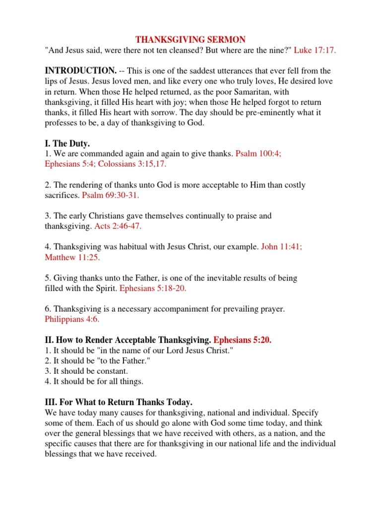 Free Childrens Sermons For Thanksgiving