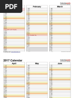 2017 Calendar Landscape 4 Pages