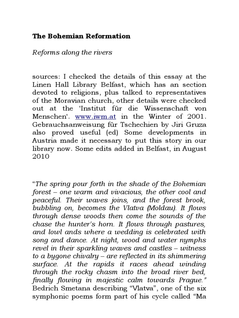 The Bohemian Reformation Www Iwm At Pdf Moravian Church