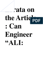 Errata On The Article: Can Engineer "ALI