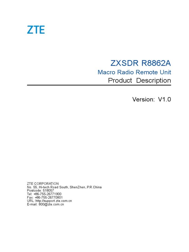 RRU8862A | PDF | Lte (Telecommunication) | Electronic Engineering
