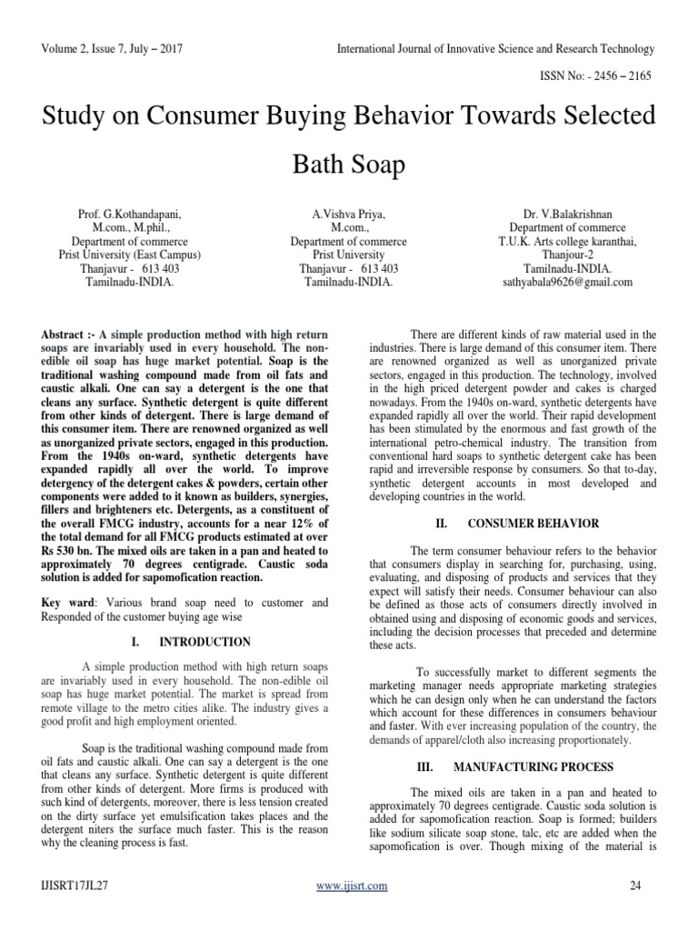 Consumer Behavior in Bath Soap Market | PDF | Brand | Survey Methodology
