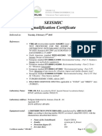 Seismic Qualification Certificate for Distribution Switchboards