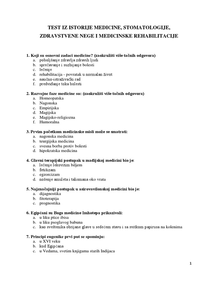 Istorija Medicine I Stomatologije | PDF