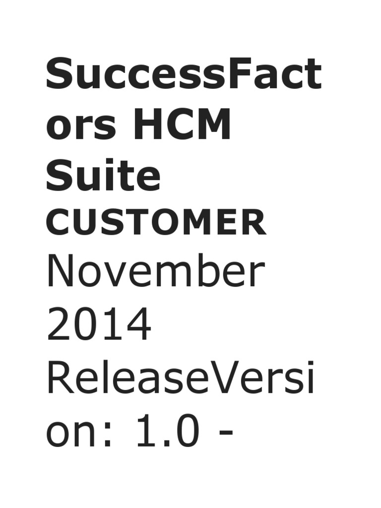 SuccessFactors HCM Suite PDF