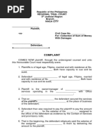 Sample Format of Complaint and Answer Collection of Sum of Money