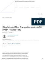 Obsolete and New Transaction Codes in S - 4 HANA Finance