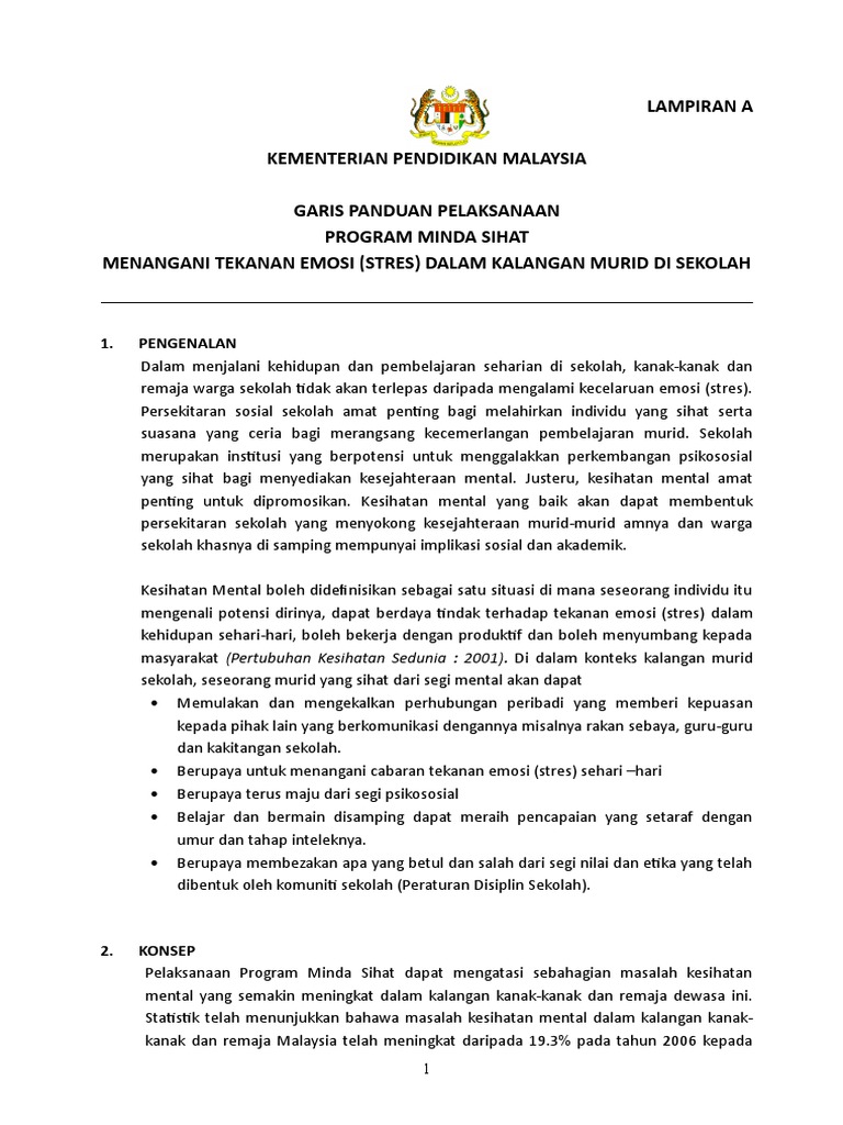 Garis Panduan Program Minda Sihat 2014 Pdf