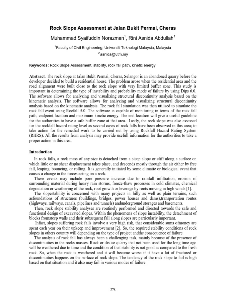 Rock Slope Stability Assessment in Cheras | PDF | Landslide | Nature