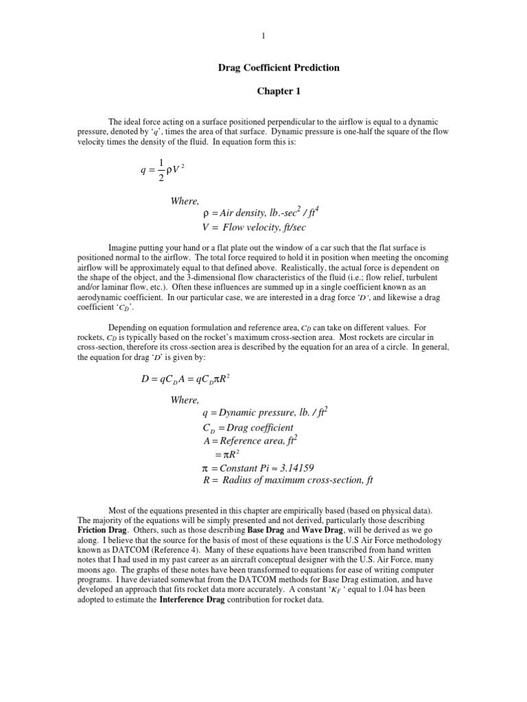 Drag Coefficient Prediction For Model Rockets PDF Drag (Physics) Fluid Dynamics