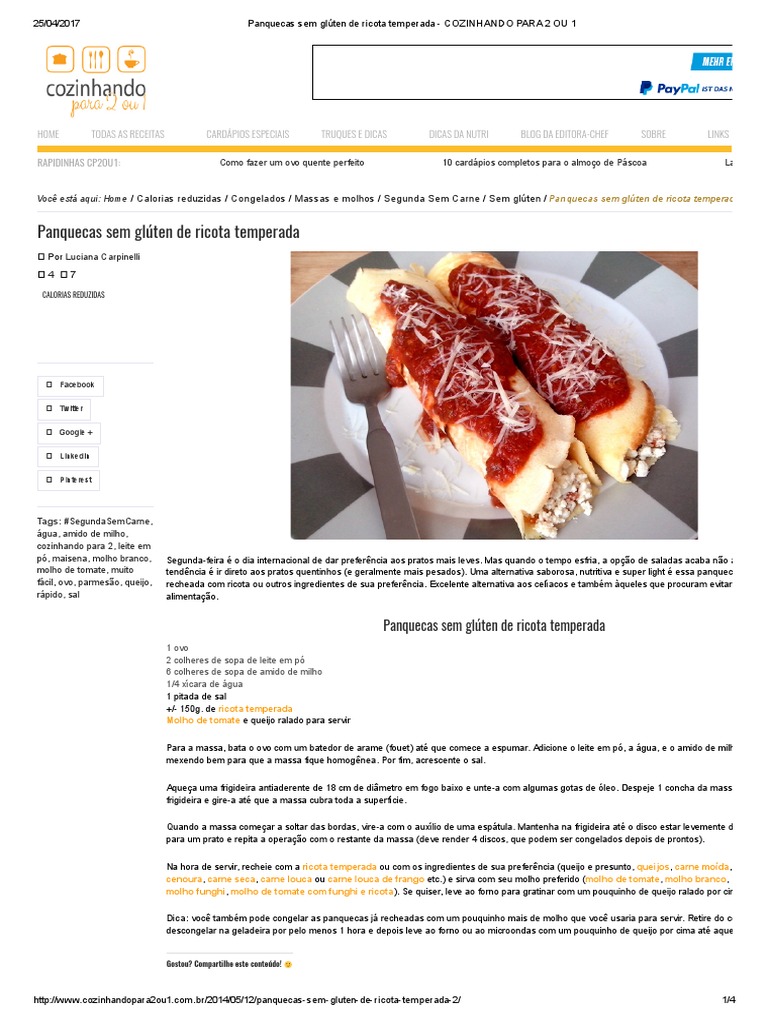 Panquecas Sem Glúten De Ricota Temperada