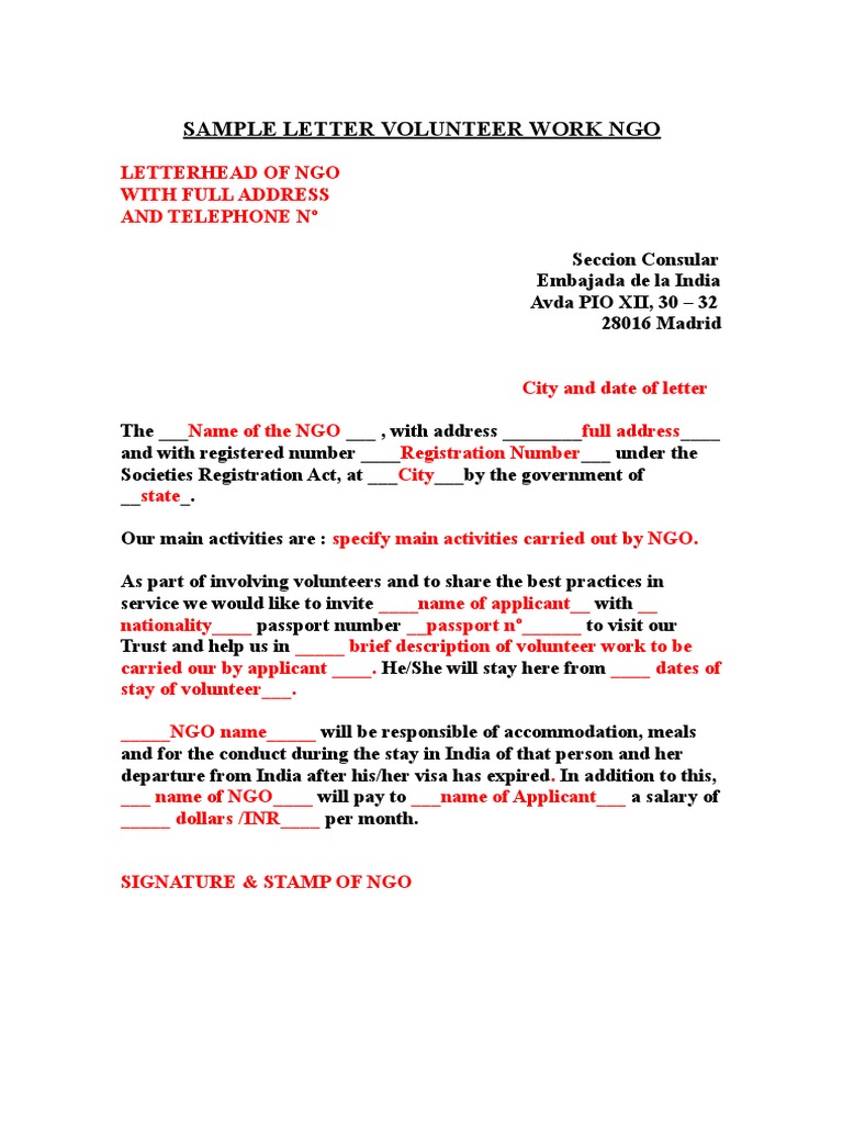 Sample Letter Volunteer Work Ngo | PDF | Finance & Money Management