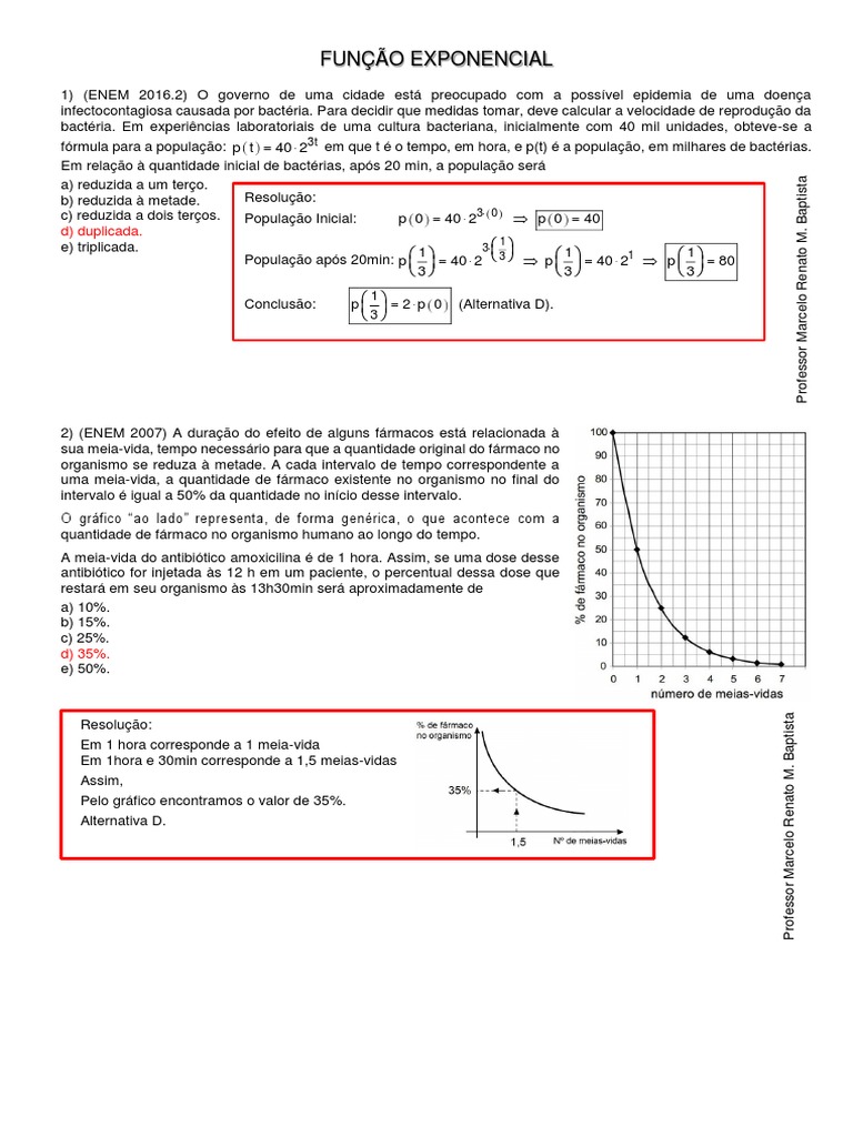 Funcao Exponencial No Enem | PDF | População | Tempo