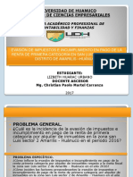 Diapositivas Evasión de Impuestos e Incumplimiento en Pago de La Renta de Primera Categoría en San Luis Sector 2 Del Distrito de Amarilis - Huánuco