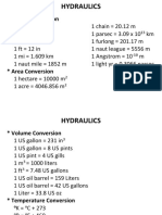 HYDRAULICS CONVERSION CHART