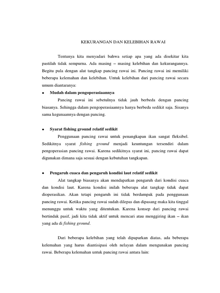 Kekurangan Dan Kelebihan Rawai