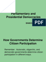 Presidential and Parliamentary Democracies